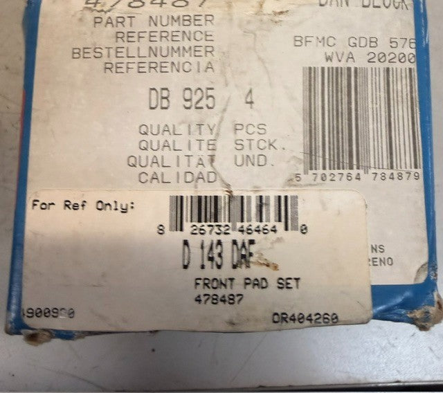 Danblock 478487 Front Brake Pad Set Automotive Disc Brake Friction Pads Assembly