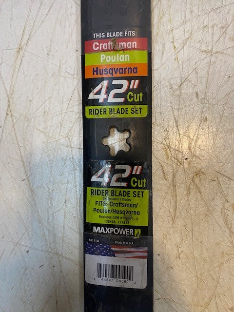 Pack of 2 Maxpower 561713 Husqvarna Craftsman Poulan 42" Rider Mower Blades