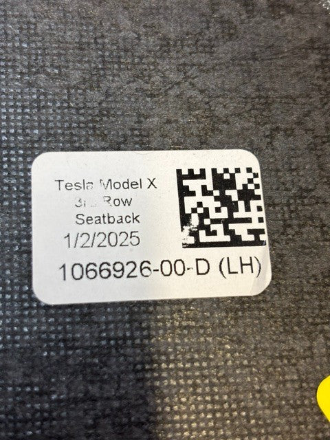 Tesla Model X Third Row Seatback Left Hand Side 26-1/2" x 19" | 1066926-00-D