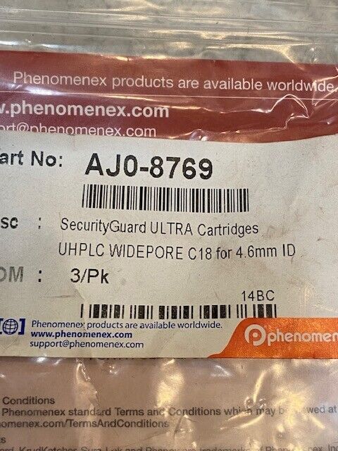 Phenomenex Security Guard Ultra Cartridges Pack of 3 UHPLC Widepore AJ0-8769