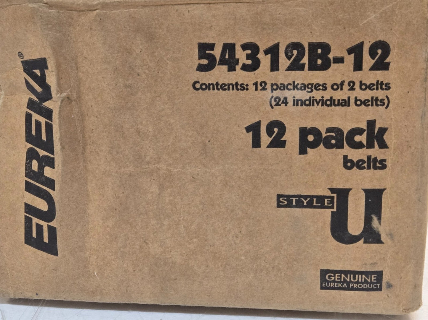 12 Quantity of Eureka U-Belt 2-Packs 54312B | 0213169001077 | 27319E (12 Qty)
