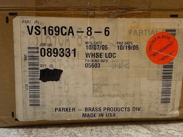 13 Quantity of Parker Brass Compression Fluid Connectors VS169CA-8-6 (13 Qty)