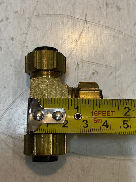 17 Quantity of Brass Compression Tee Pipe Fitting 17mm Thread 8mm ID (17 Qty)