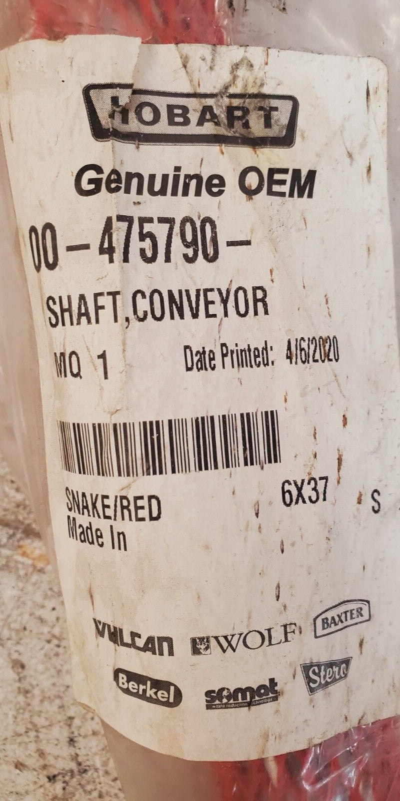 Hobart Genuine OEM Shaft Conveyor Load 00-475790 | G-47853503