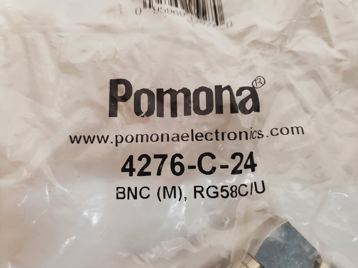 Pomona Coaxial Cable Assembly 90° BNC Plug to 90° BNC Plug 4276-C-24 RG58C/U