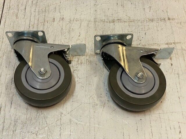 2 Pack of Equiptment Plate Casters with 4in Polyurethane Wheels (2 Quantity)