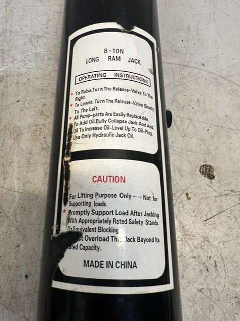 8Ton Hydraulic Long Ram Jack (No Jack Handle) 26-1/4" Workshop Crane Jack