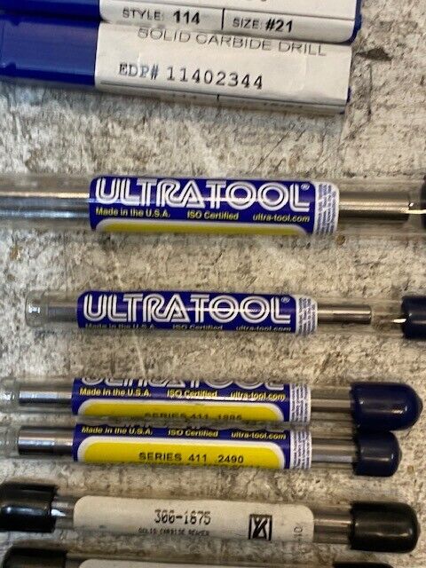 9 Qty of Variety of  Durapoint/Ultra Tool/Benchmark Solid Carbide Reamer Drills