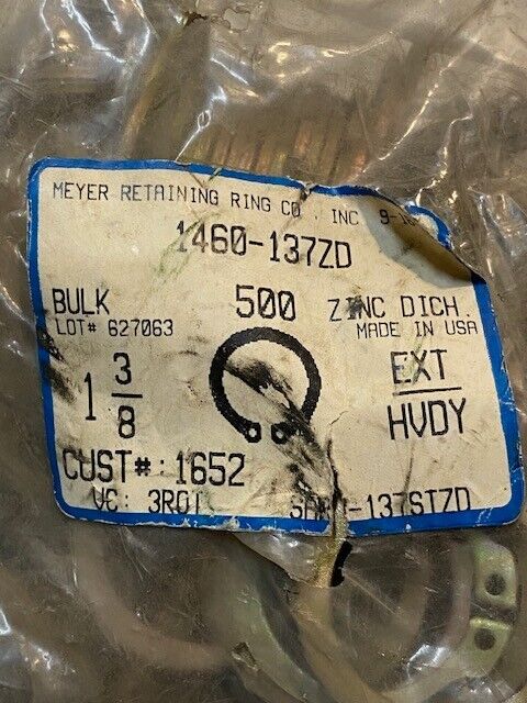 Bag of 500 Meyer Retaining Rings 1460-137ZD | 1-3/8
