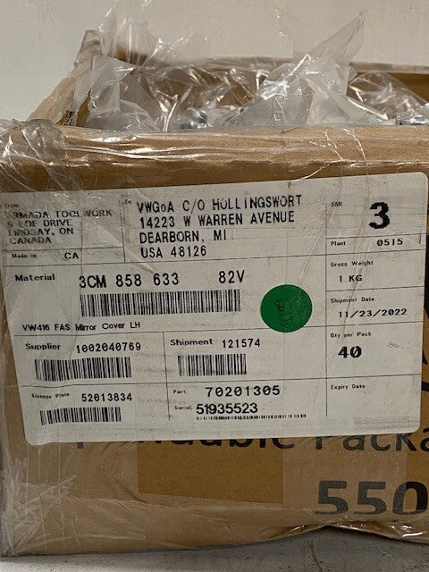 40 Quantity of Volkswagen VW416 FAS Mirror Covers LH 3CM-858-633 (40 Quantity)