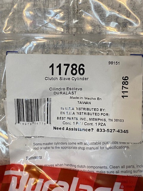 2 Quantity of Duralast 11786 Clutch Slave Cylinder 3/4 (2 Quantity)