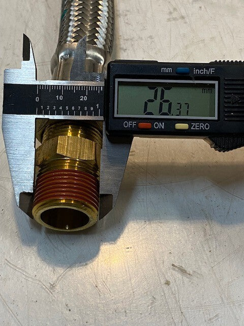 Nexus Valve 40 Bar 600 WOG 02-18 w/ Braided Hose 30-1/2 Long 30mm Thick 26mm End