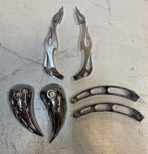 Motorcycle Chrome Flames Mirror Set (Does Not Include Hardware)