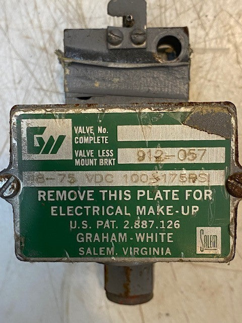 Graham White Salem Solenoid Valve 48-75 VDC 100-175PSI | 912-057 | 2.887.126