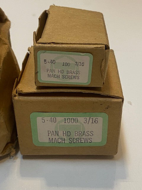 2000 Qty of 5-40 x 3/16 Pan HD Brass Flat Head Slotted Machine Screws (2000 Qty)