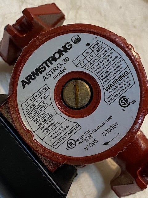 Armstrong ASTRO-30 Model Cast Iron Circulator Pump 115V - 60Hz Class F 80W