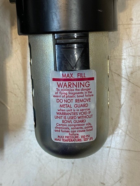 Air Filter Regulator Combo Unit Max Pressure 150 Psi Max Temp 125 Deg.