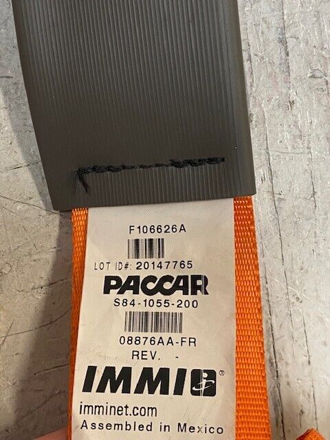 Paccar Truck Seat Belt Orange Complete Replacement System S84-1055-200 F106626A