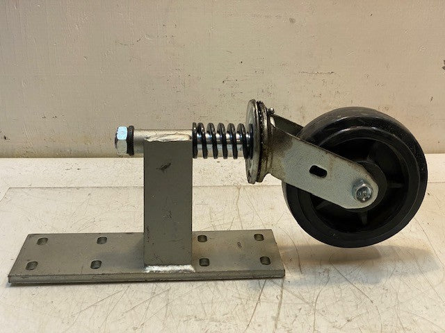 Heavy Duty Spring Loaded Gate Caster 6" Rubber on Cast Iron Wheel 150x50