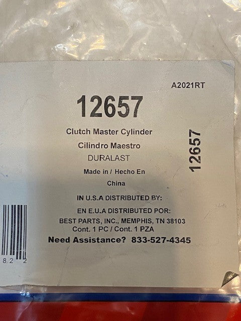 Duralast 12657 Clutch Master Cylinder 2095-17238