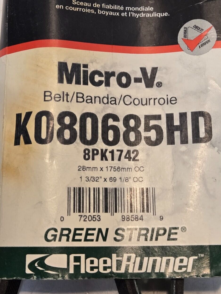 Gates Micro-V Belt K080685HD | 8PK1742 | 1-3/32" x 69-1/8" | 072053985849