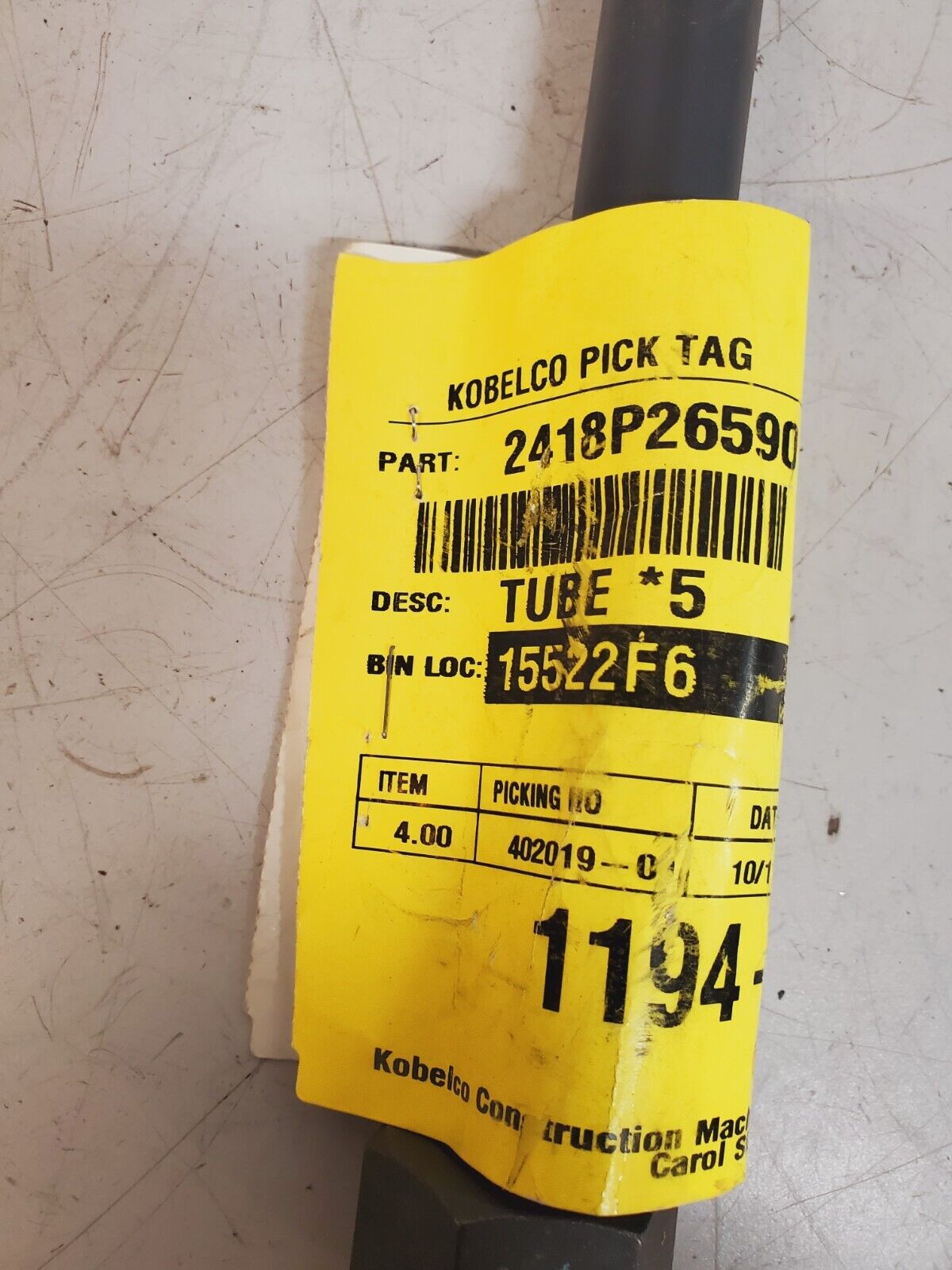 Kobelco Tube *5 | 2418P26590 | 1194-017 | 15522F6