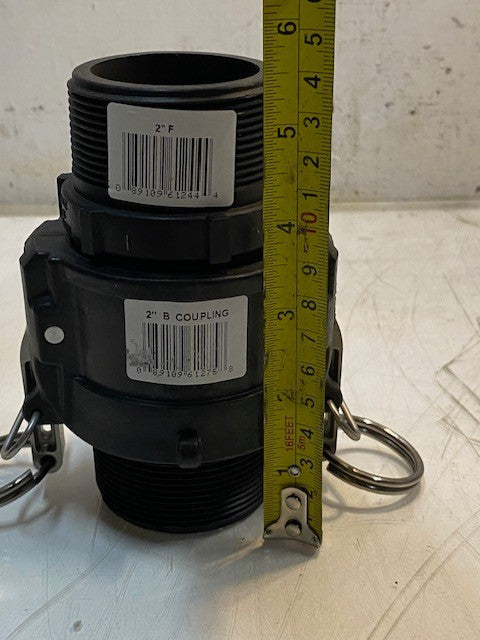Apache 2" Part B Female Cam & Groove Polypropylene Adapter w/ Part F Coupling