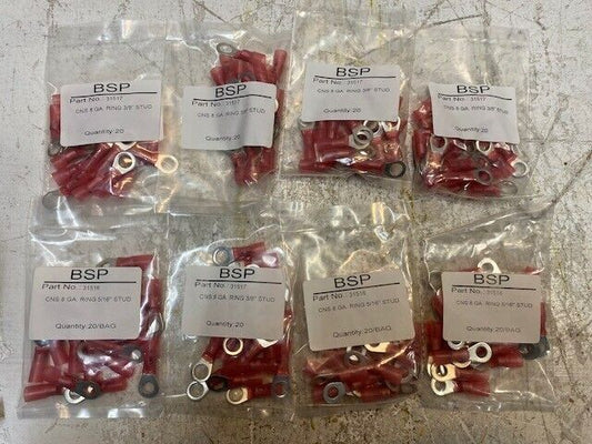 8 Packs of 20 CNS 8 GA. Ring Terminals 3/8" Studs 31516 (160 Pcs Total)