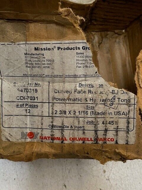 11 Qty of Mission Die Inserts 2-3/8"x2-1/16" S470319, CDI-7031 (11 Quantity)