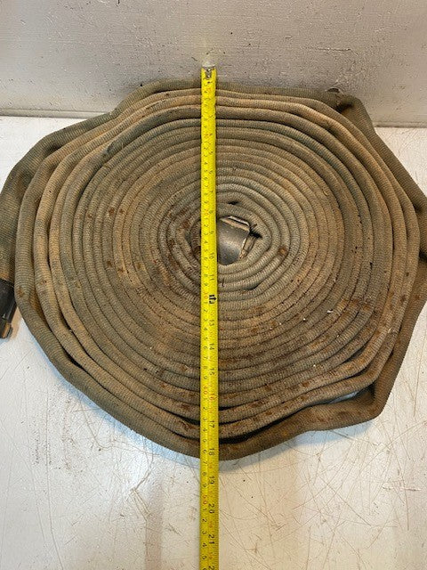 Vintage Coiled Fire Hose 26 HN | 18" x 20" x 3-1/4" Rolled Up 62mm OD End