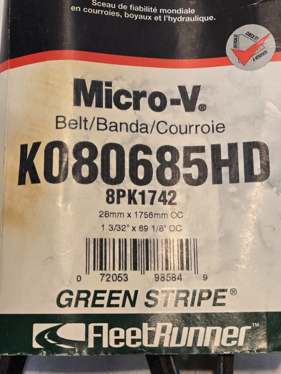 Gates Micro-V Belt K080685HD | 8PK1742 | 1-3/32" x 69-1/8" | 072053985849