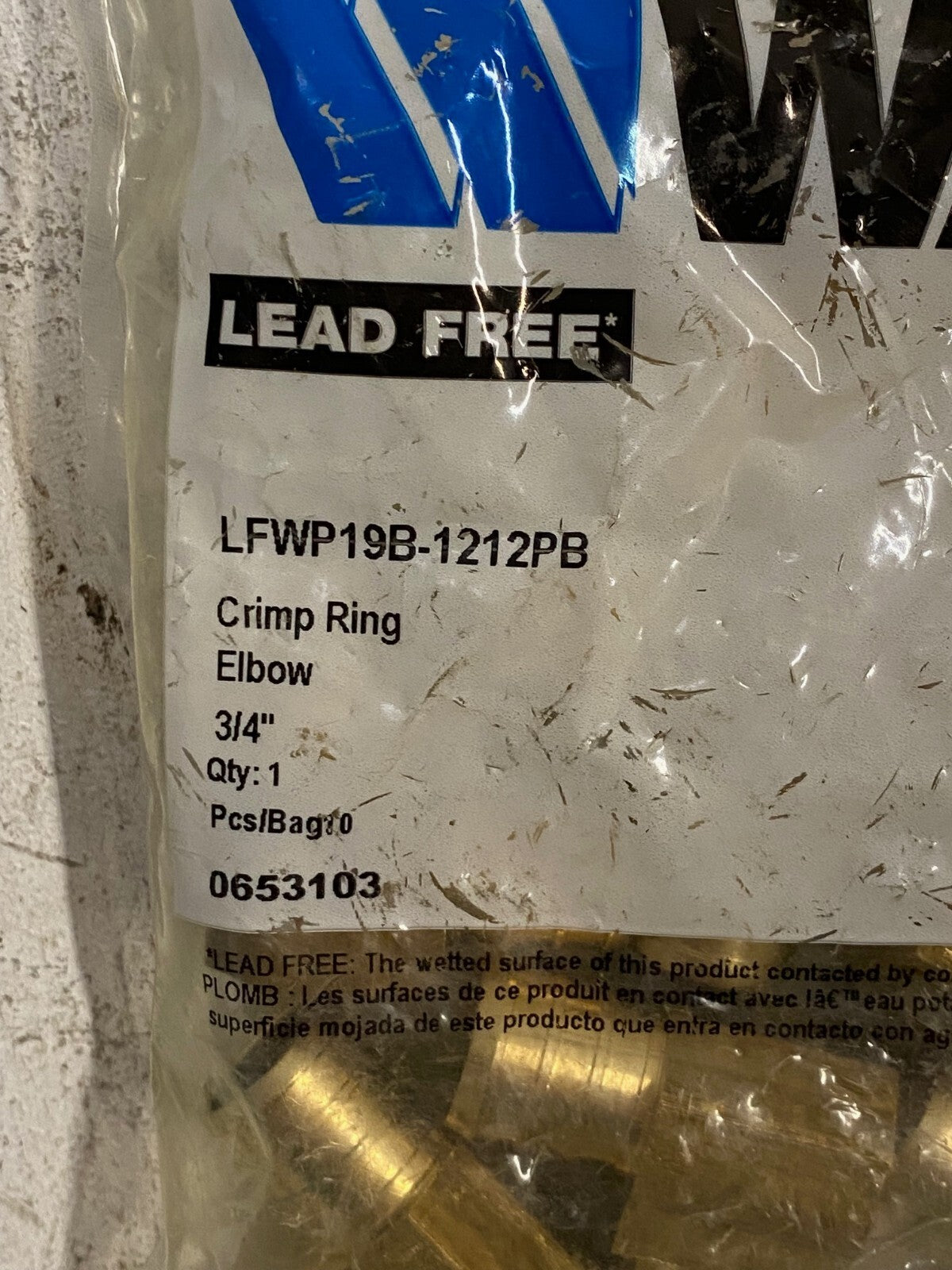 10 Qty of Watts LFWP19B-1212PB Elbow Crimp Rings 3/4" 0653103 (10 Quantity)