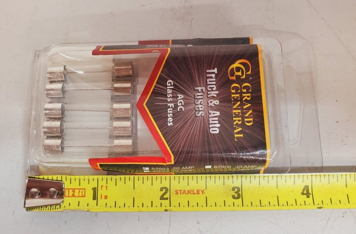 20 Qty. of Grand General AGC Glass Fuses 20Amp 62904  | 451205 (20 Qty)