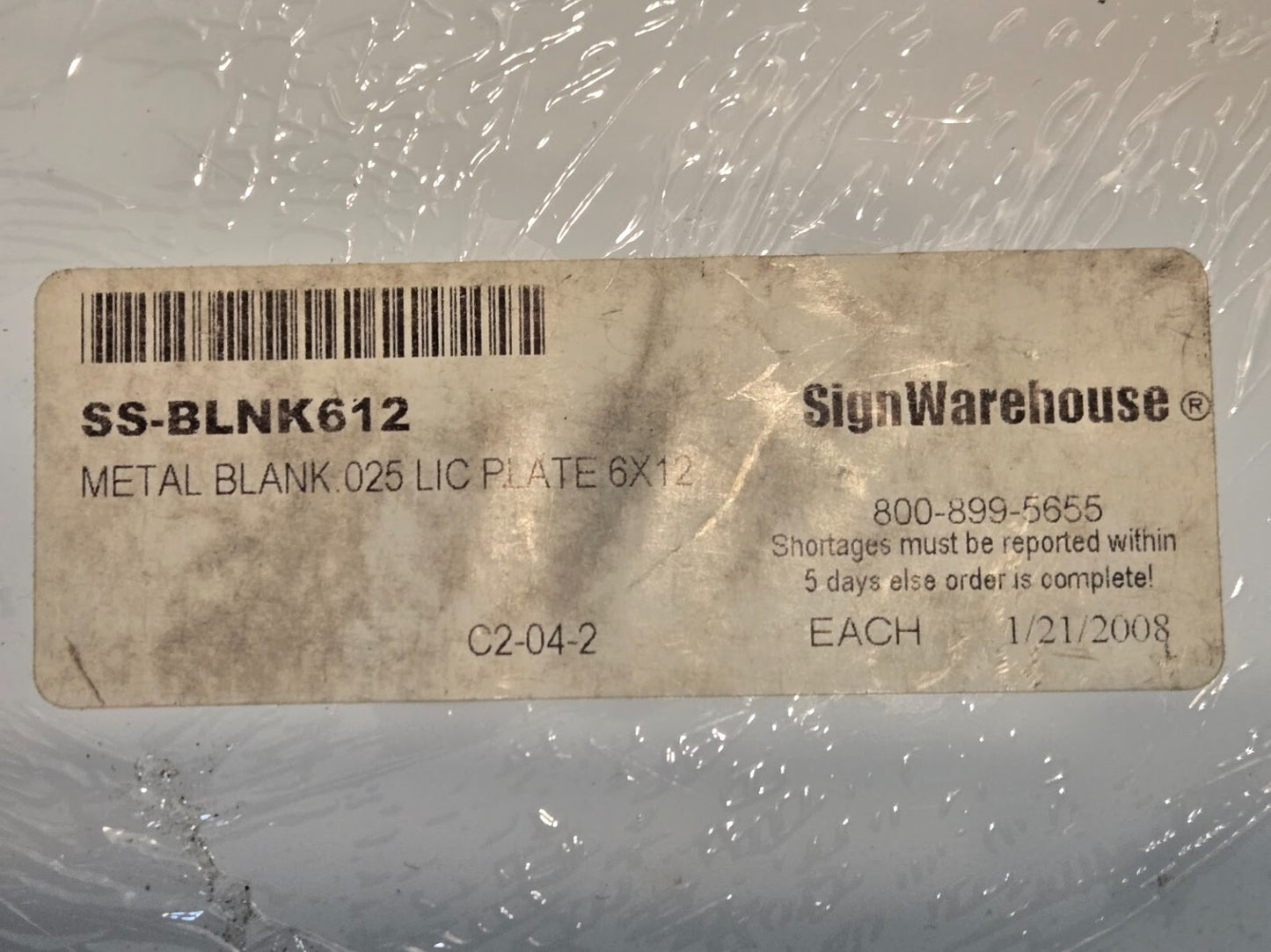 50 Quantity of SS-BLNK612 White License Plate Blanks | 25mil - 6"x12" (50 Qty)