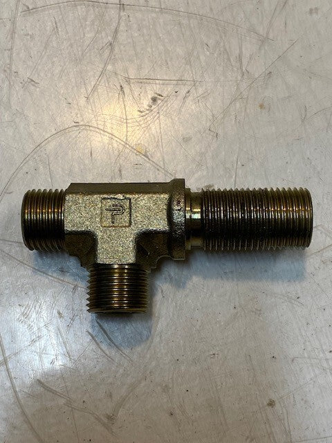 7 Qty of Parker Male Branch Tee Hydraulic Hose Adapters 3" L 17mm Thread (7 Qty)