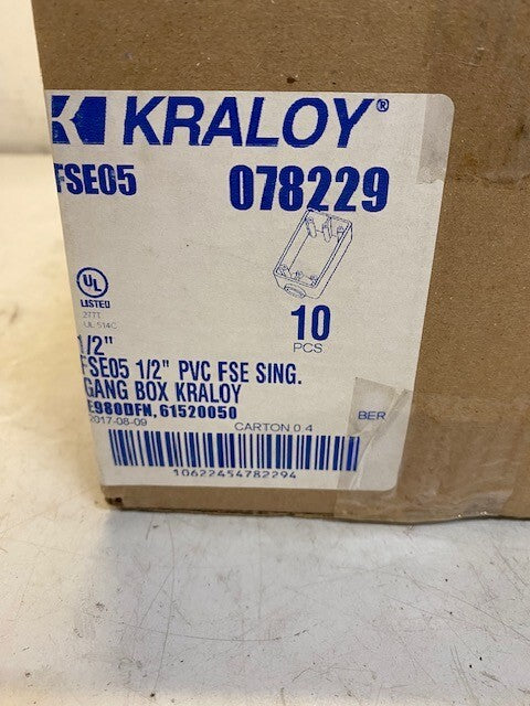 Box of 10 Pcs of Kraloy 078229 PVC Fittings 1/2" FSE 05-1/2"/16mm