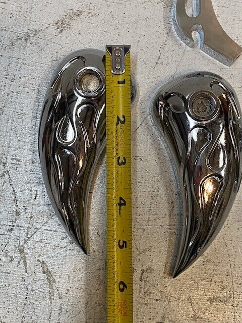 Motorcycle Chrome Flames Mirror Set (Does Not Include Hardware)