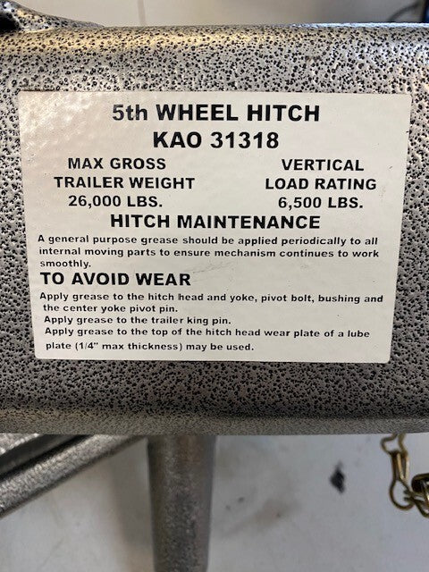 Husky 5th Wheel Hitch 26K-W Yoke/Head KAO 31318