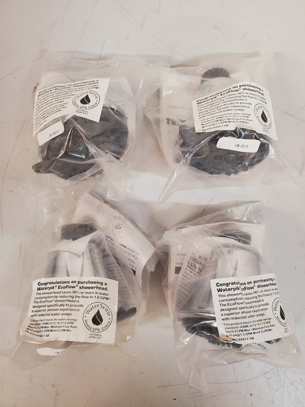 4 Qty. of Waterpik Shower Heads 08-2013 | A112.18.1 | FN20014482-F AB (4 Qty)