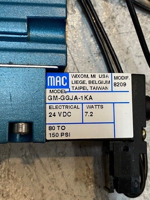 MAC Solenoid Valve GM-GGJA-1KA | 24VDC | 7.2W | 80-150Psi | 8209 | 2800116