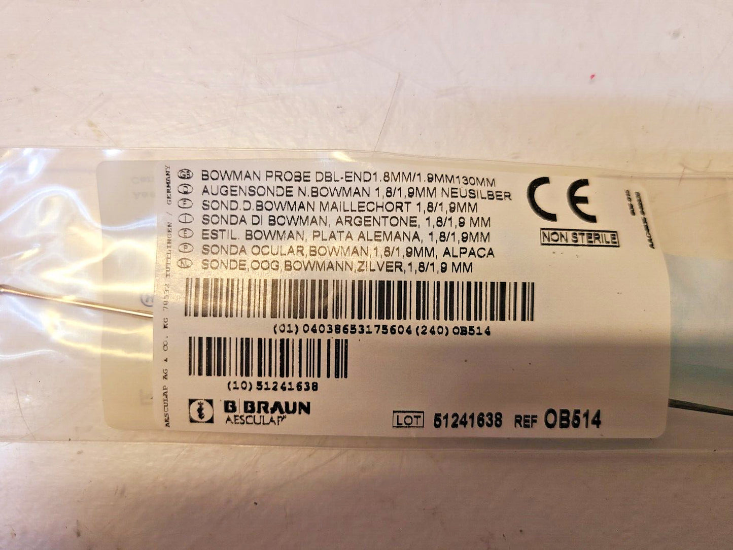 2 Qty. of Aesculap Braun Bowman Probe DBL-END1.8MM/1.9MM30MM | OB514 (2 Qty)