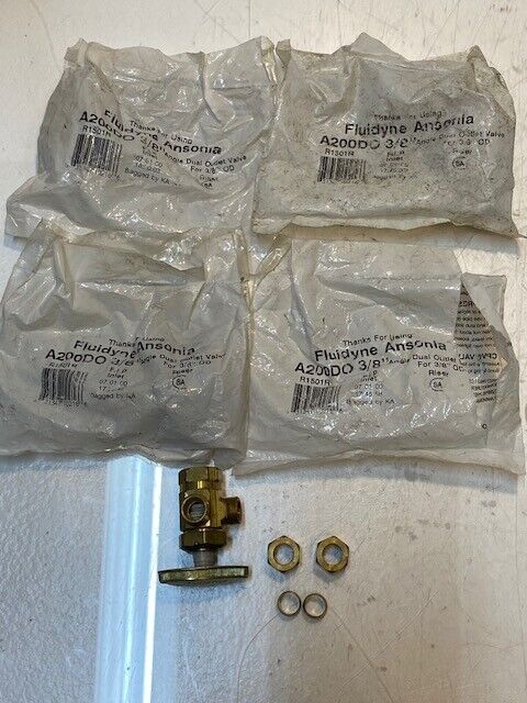 4 Quantity of Fluidyne Ansonia A200DO 3/8" Angle Dual Outlet Valves (4 Quantity)