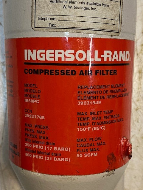 Ingersoll-Rand IR50PC Compressed Air Filter 39231766 | 39231949 | 250 PSIG