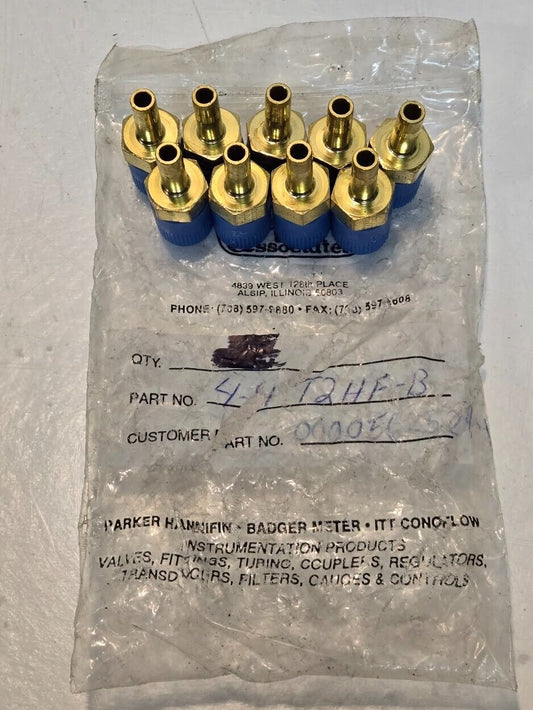 12 Quantity of Parker 4-4 T2HF-B 1/4" CPI Tube Fittings 1/4" Comp x Tube (9 Qty)