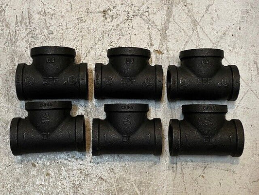 6 Quantity of SPF Tee Forged Steel 1-1/4" Middle 1" Sides DI D6 (6 Quantity)