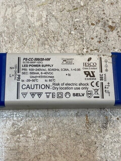 Jesco Lighting LED Power Supply PS-CC-500/20-HW