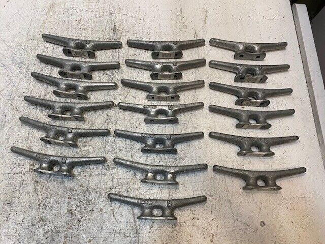 19 Qty of Galvanized Gray Iron 8" Open Base Seawall Dock Cleats 30610 (19 Qty)