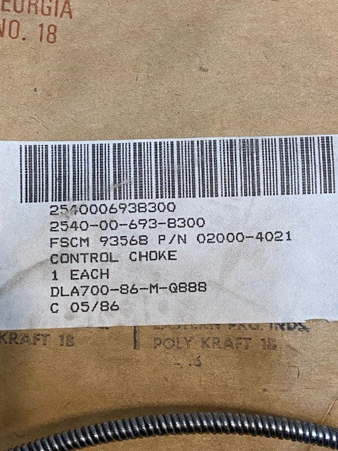 Control Choke 2540-00-693-8300 | 02000-4021 Carburetor Choke Control Cable