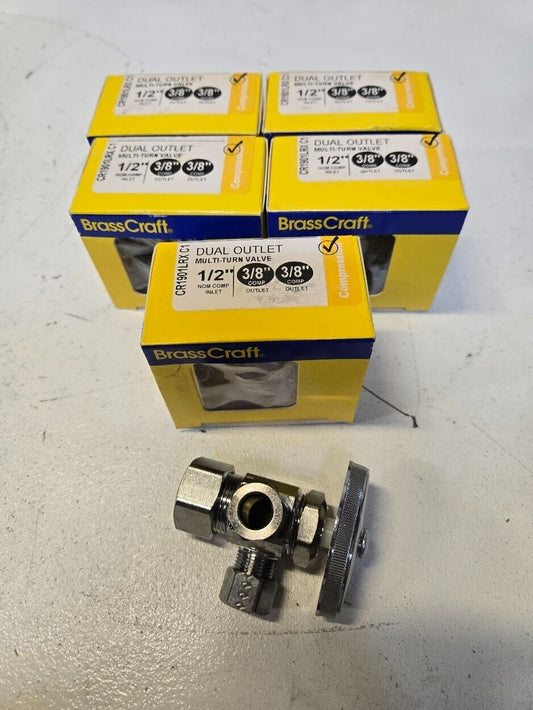 5 Quantity of BrassCraft CR1901LRX C1 Dual Outlet Valves (5 Quantity)