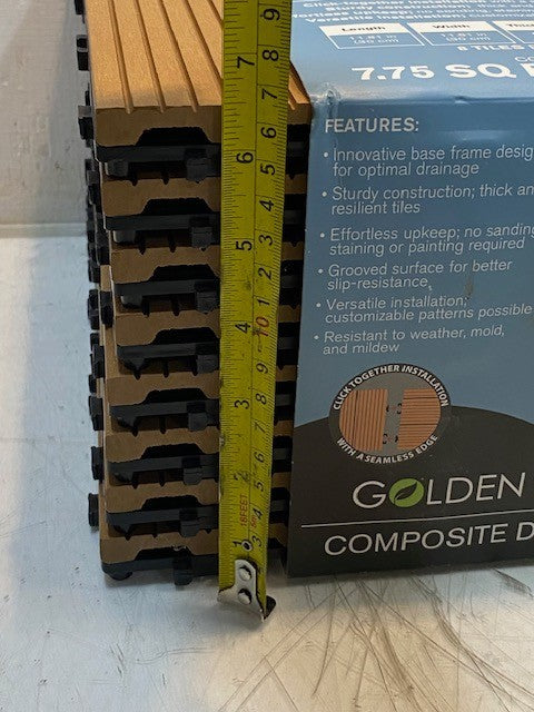 Golden Select 1791218 Composite Deck Tiles 7.75 Sq Ft 8 Tiles Weather Resistant